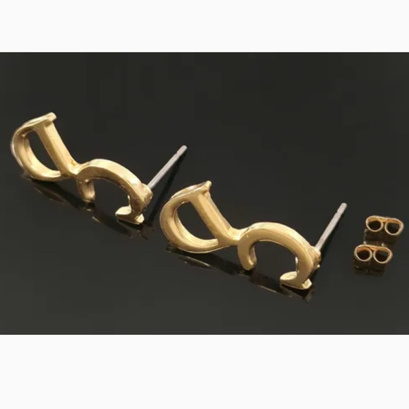 Christian Dior Gold Logo Earrings Backing K18 - Picture 5 of 6